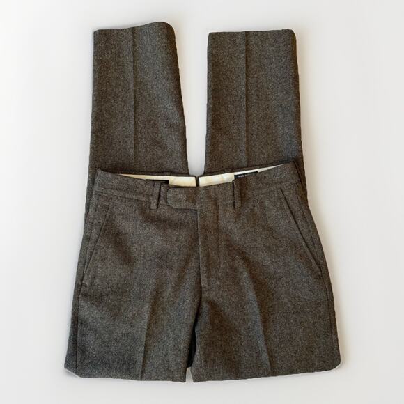 Epaulet Wool Pants 27 Brown Made in USA Brooklyn NYC Dress Minimalist `